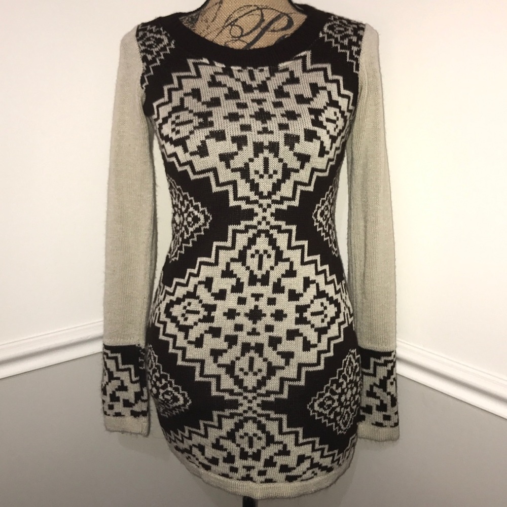 Brown and tan sweater dress